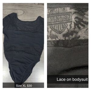 Harley-Davidson Black Lace-Panel Bodysuit